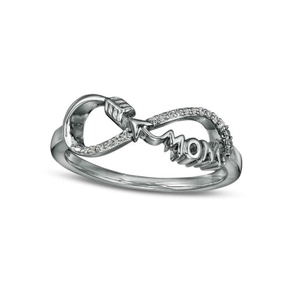 0.05 CT. T.W. Natural Diamond Mom" Infinity Arrow Ring in Sterling Silver"