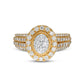1.0 CT. T.W. Composite Oval Natural Diamond Frame Multi-Row Engagement Ring in Solid 10K Yellow Gold