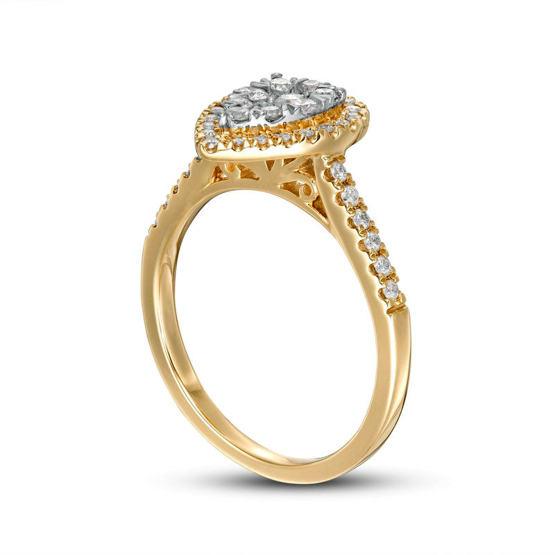 0.50 CT. T.W. Composite Pear-Shaped Natural Diamond Frame Engagement Ring in Solid 10K Yellow Gold