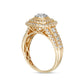 1.0 CT. T.W. Composite Cushion-Shaped Natural Diamond Double Frame Multi-Row Engagement Ring in Solid 10K Yellow Gold