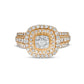 1.0 CT. T.W. Composite Cushion-Shaped Natural Diamond Double Frame Multi-Row Engagement Ring in Solid 10K Yellow Gold