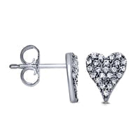 0.13 CT. T.W. Diamond Heart Stud Earrings in Sterling Silver