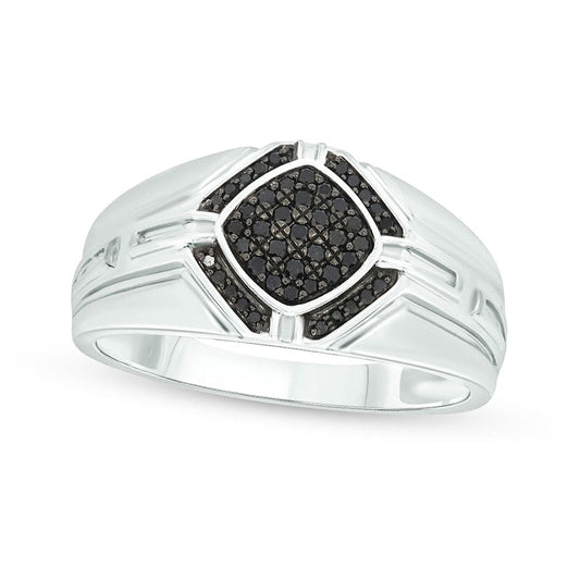 Men's 0.25 CT. T.W. Composite Black Enhanced Natural Diamond Square-Top Ring in Sterling Silver