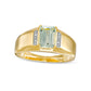 Men's Emerald-Cut Aquamarine and Natural Diamond Accent Collar Ring in Solid 10K Yellow Gold