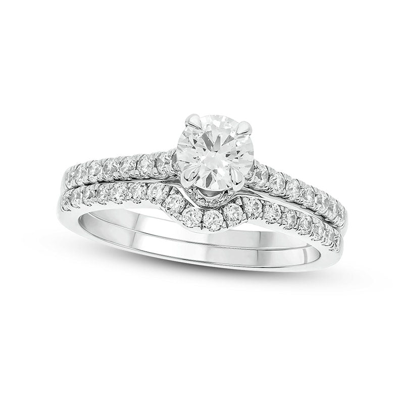 1.0 CT. T.W. Natural Diamond Bridal Engagement Ring Set in Solid 14K White Gold (I/I2)