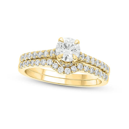 1.0 CT. T.W. Natural Diamond Bridal Engagement Ring Set in Solid 14K Gold (I/I2)