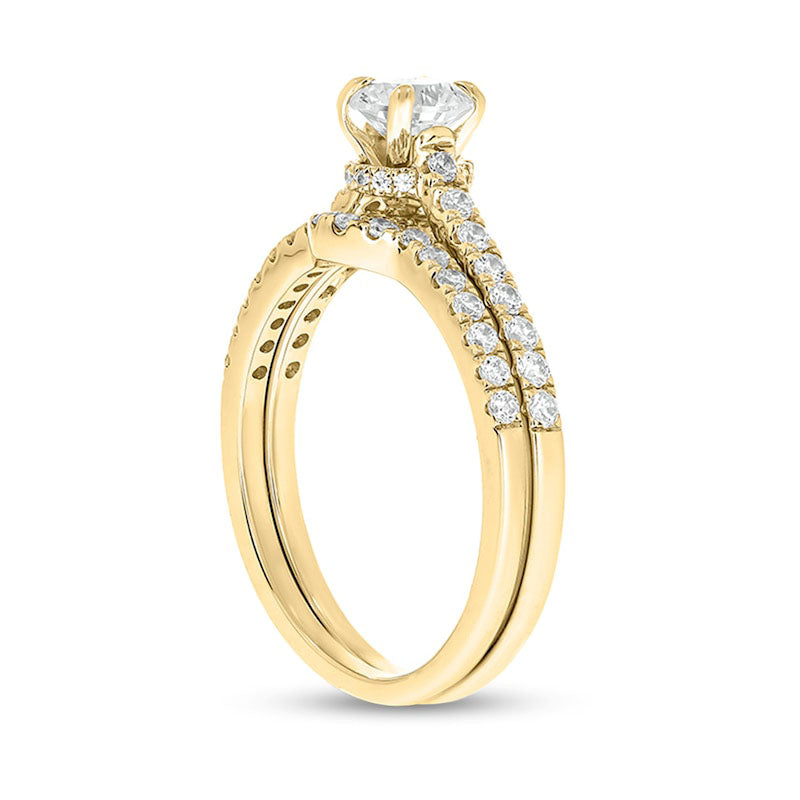 1.0 CT. T.W. Natural Diamond Bridal Engagement Ring Set in Solid 14K Gold (I/I2)