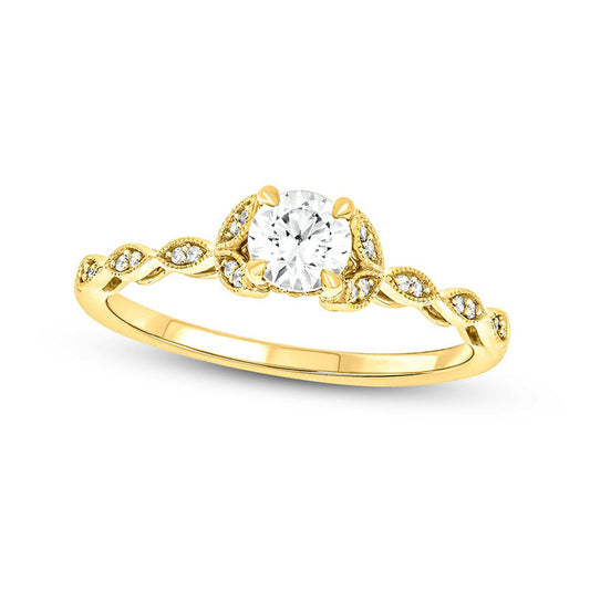 0.50 CT. T.W. Natural Diamond Floral Antique Vintage-Style Engagement Ring in Solid 10K Yellow Gold (I/I2)