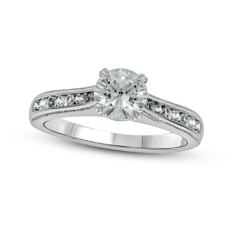 1.0 CT. T.W. Natural Diamond Antique Vintage-Style Engagement Ring in Solid 14K White Gold (I/I2)