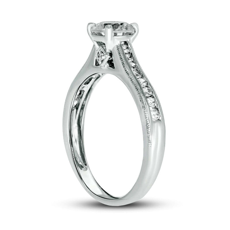 1.0 CT. T.W. Natural Diamond Antique Vintage-Style Engagement Ring in Solid 14K White Gold (I/I2)