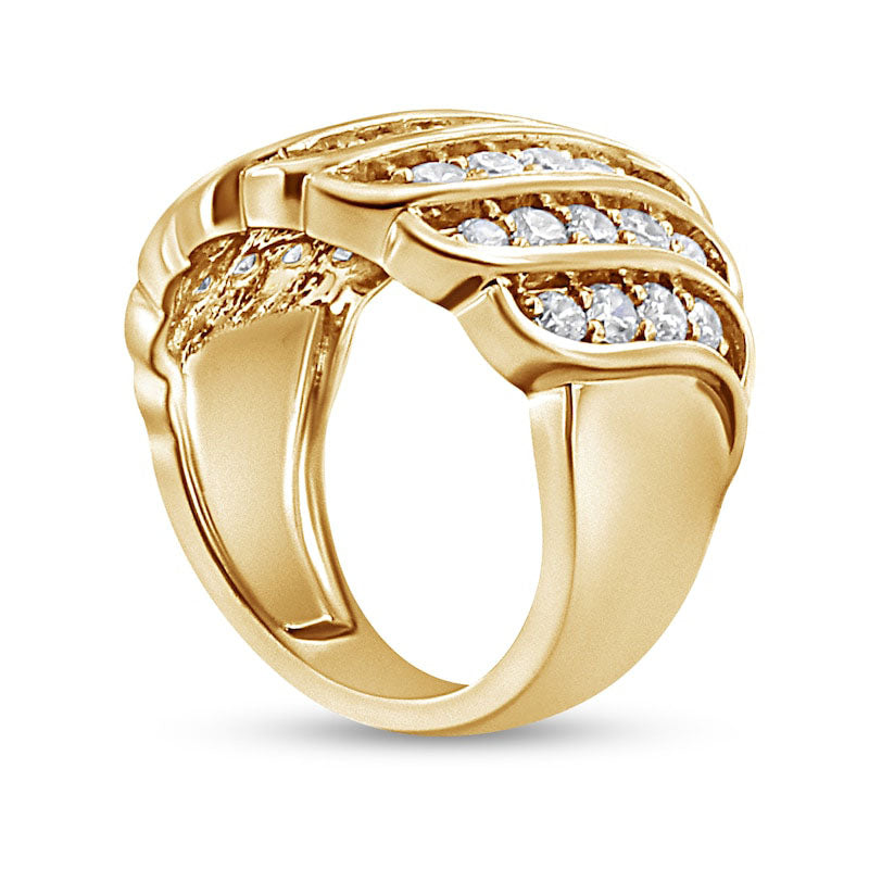 2.0 CT. T.W. Natural Diamond Multi-Row Waterfall Ring in Sterling Silver with Solid 14K Gold Plate