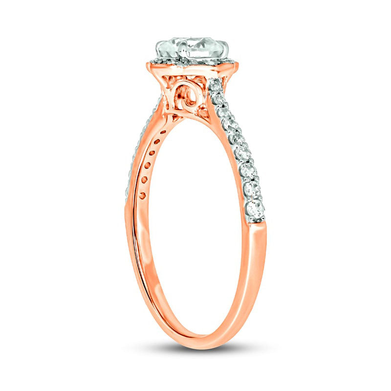 0.75 CT. T.W. Natural Diamond Frame Antique Vintage-Style Engagement Ring in Solid 14K Rose Gold (I/I2)