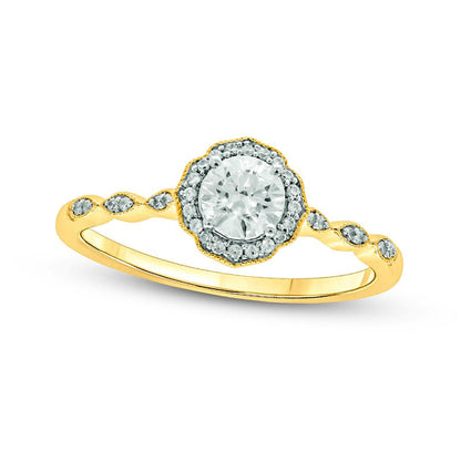 0.50 CT. T.W. Natural Diamond Frame Antique Vintage-Style Engagement Ring in Solid 10K Yellow Gold (I/I2)