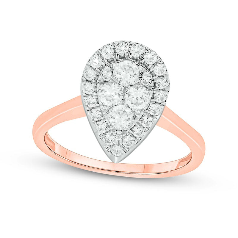 0.75 CT. T.W. Composite Pear-Shaped Natural Diamond Frame Engagement Ring in Solid 10K Rose Gold