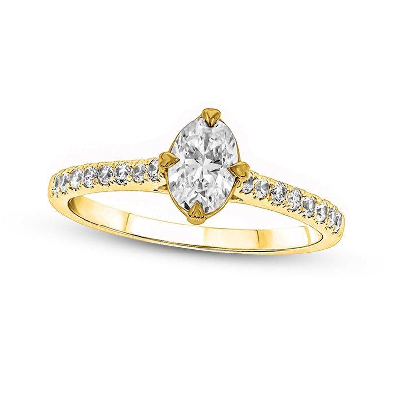 1.0 CT. T.W. Oval Natural Diamond Engagement Ring in Solid 14K Gold (I/I2)