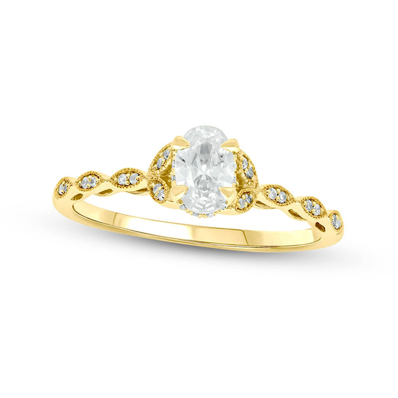 0.50 CT. T.W. Oval Natural Diamond Antique Vintage-Style Engagement Ring in Solid 10K Yellow Gold (I/I2)