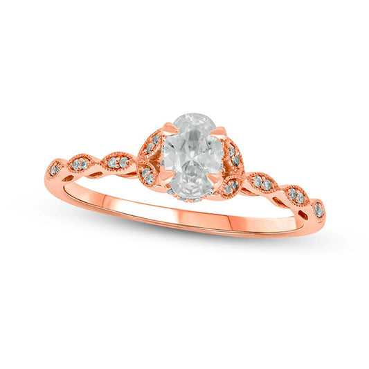 0.50 CT. T.W. Oval Natural Diamond Antique Vintage-Style Engagement Ring in Solid 10K Rose Gold (I/I2)