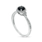 5.0mm Black Sapphire and 0.10 CT. T.W. Natural Diamond Framed Tri-Sides Antique Vintage-Style Engagement Ring in Solid 10K White Gold