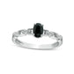 Oval Black Sapphire and 0.05 CT. T.W. Natural Diamond Chain Link Shank Engagement Ring in Sterling Silver