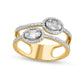 0.50 CT. T.W. Composite Double Oval Natural Diamond Frame Open Ring in Solid 10K Yellow Gold