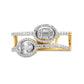0.50 CT. T.W. Composite Double Oval Natural Diamond Frame Open Ring in Solid 10K Yellow Gold