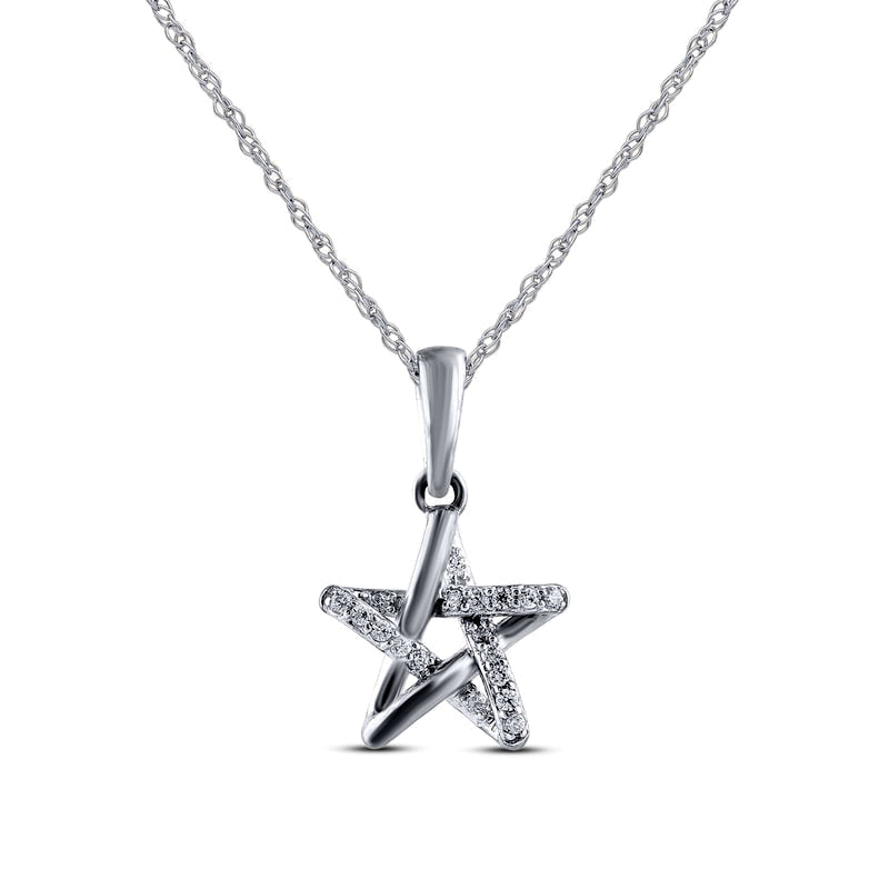 0.05 CT. T.W. Natural Diamond Star Pendant in 10K White Gold