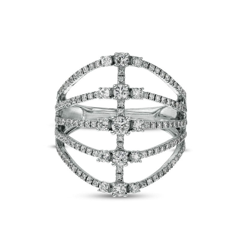 1.0 CT. T.W. Natural Diamond Multi-Row Split Shank Ring in Solid 10K White Gold