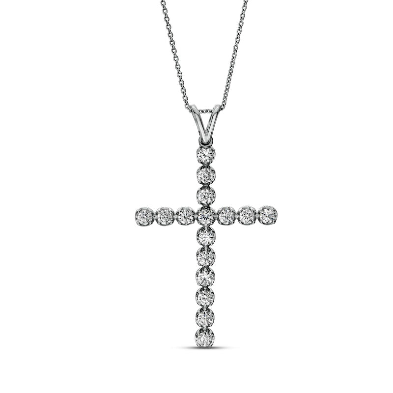 1 CT. T.W. Certified Lab-Created Diamond Cross Pendant in 14K White Gold (F/SI2)