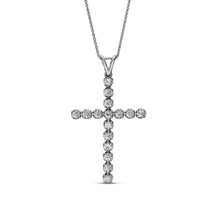 1 CT. T.W. Certified Lab-Created Diamond Cross Pendant in 14K White Gold (F/SI2)