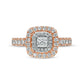 1.0 CT. T.W. Princess-Cut Natural Diamond Double Frame Engagement Ring in Solid 14K Rose Gold (I/I2)