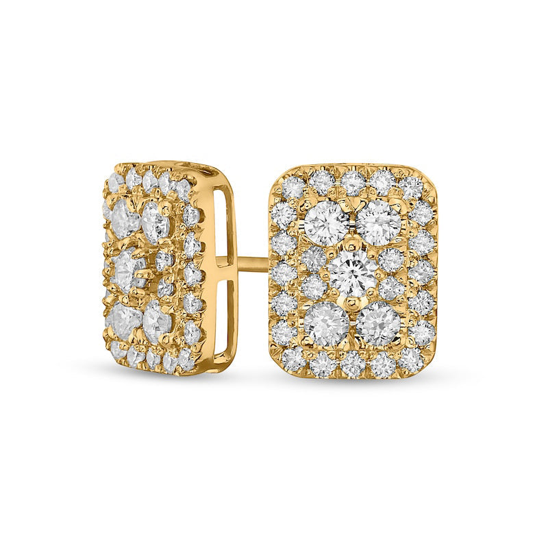 0.75 CT. T.W. Composite Emerald-Shaped Diamond Frame Stud Earrings in 10K Gold