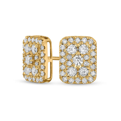 0.75 CT. T.W. Composite Emerald-Shaped Diamond Frame Stud Earrings in 10K Gold