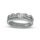 0.38 CT. T.W. Natural Diamond Alternating Leaf Three Piece Bridal Engagement Ring Set in Solid 10K White Gold (J/I3)