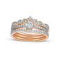 0.50 CT. T.W. Natural Diamond Antique Vintage-Style Three Piece Bridal Engagement Ring Set in Solid 10K Rose Gold (J/I3)