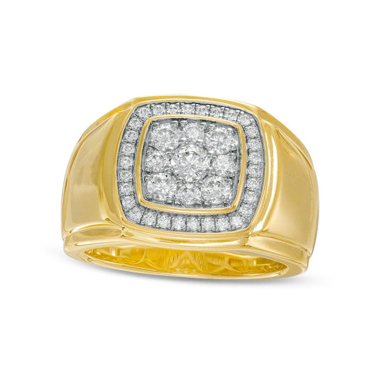 Men's 1.0 CT. T.W. Certified Lab-Created Diamond Cushion Frame Ring in Solid 14K Gold (F/SI2)