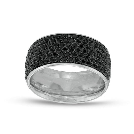 Men's 2.0 CT. T.W. Black Enhanced Natural Diamond Comfort-Fit Dome Ring in Solid 14K White Gold