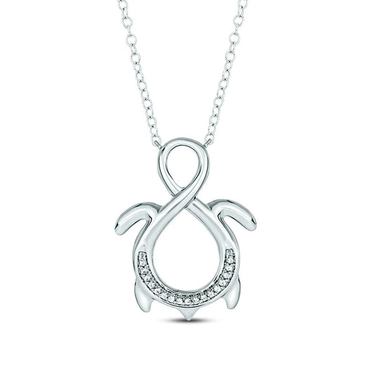 0.05 CT. T.W. Natural Diamond Turtle Infinity Pendant in Sterling Silver