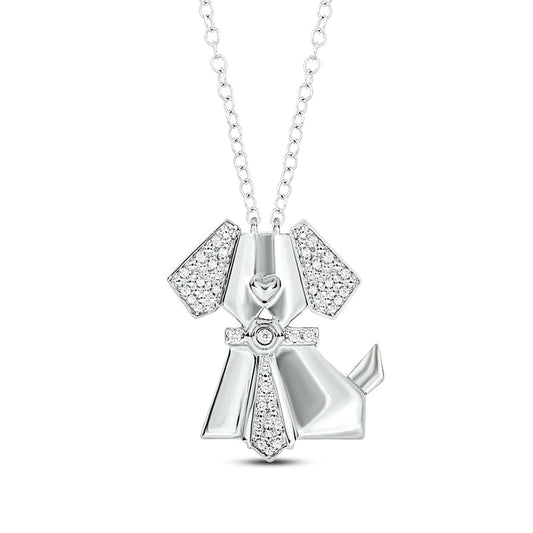 0.1 CT. T.W. Natural Diamond Dog with Tie Pendant in Sterling Silver