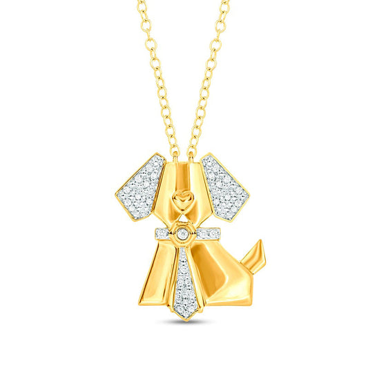 0.1 CT. T.W. Natural Diamond Dog with Tie Pendant in Sterling Silver with 14K Gold Plate