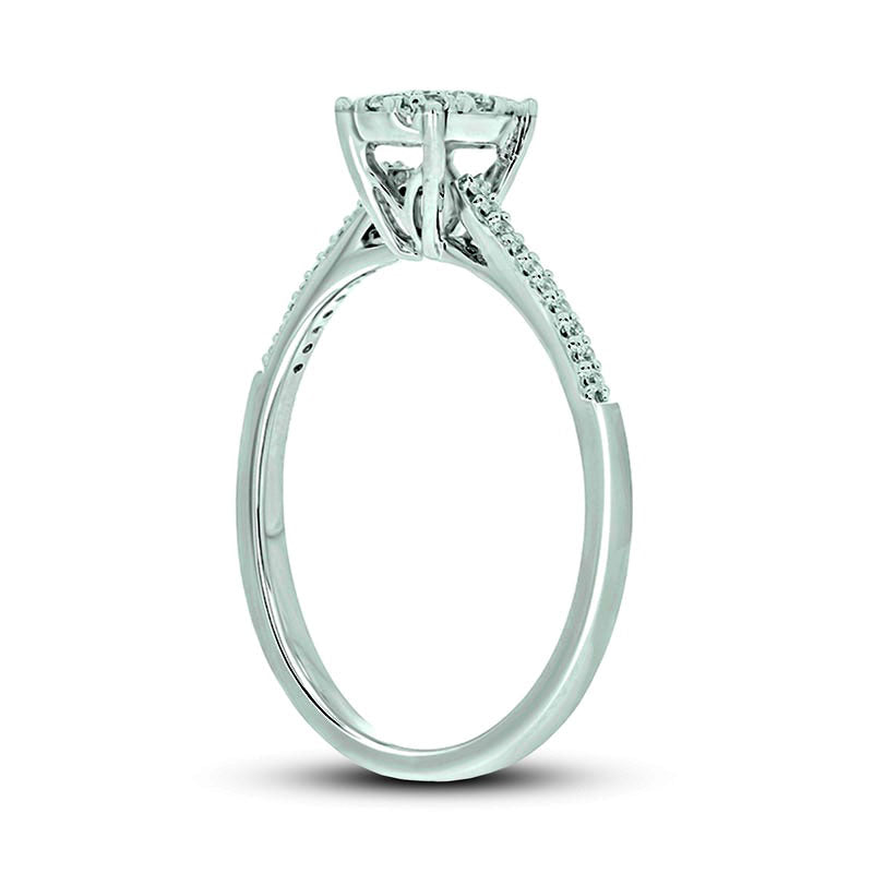 0.20 CT. T.W. Composite Oval Natural Diamond Promise Ring in Solid 10K White Gold