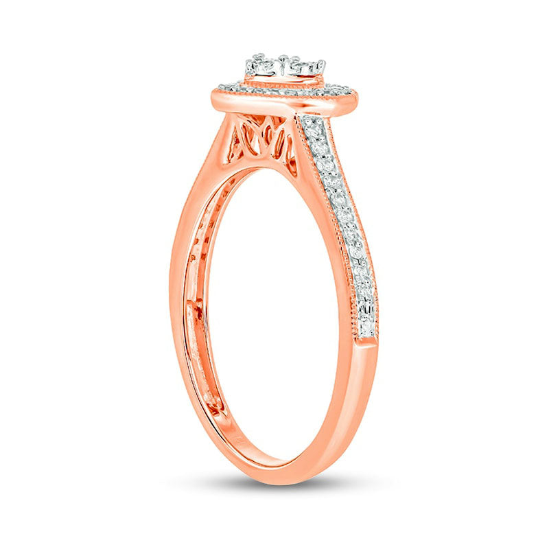 0.20 CT. T.W. Composite Heart Natural Diamond Frame Promise Ring in Solid 10K Rose Gold