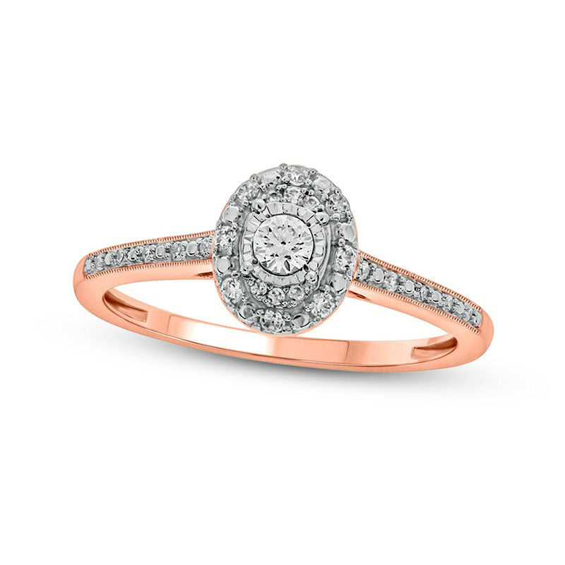 0.20 CT. T.W. Natural Diamond Oval Frame Promise Ring in Solid 10K Rose Gold