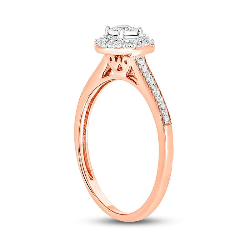 0.20 CT. T.W. Natural Diamond Oval Frame Promise Ring in Solid 10K Rose Gold