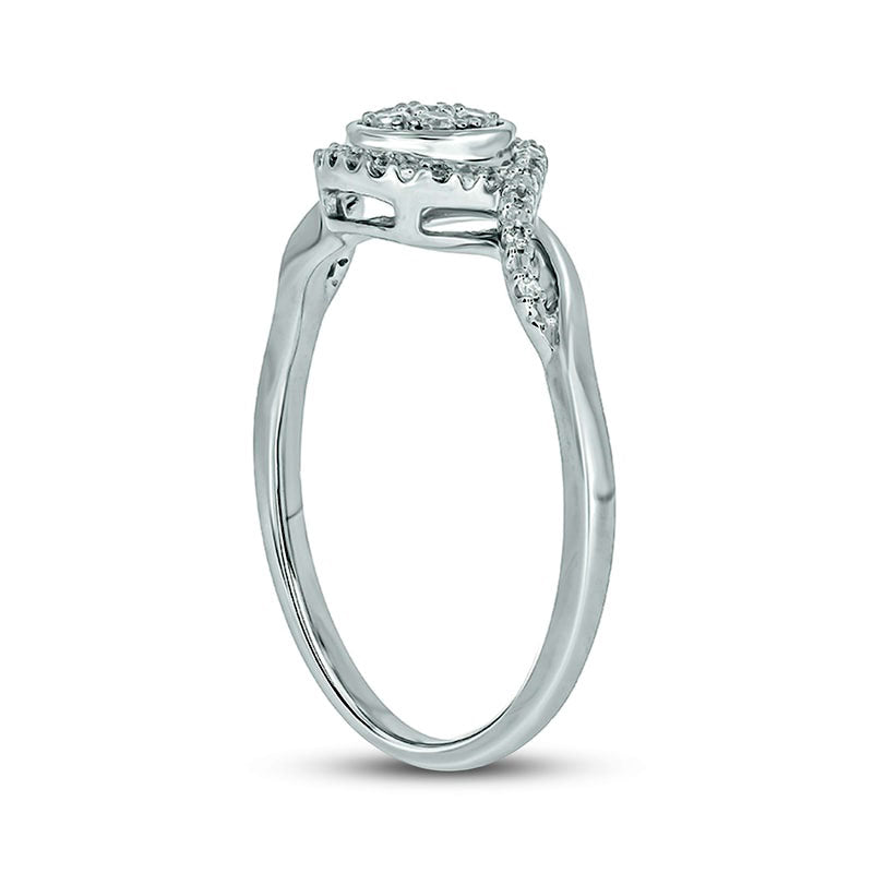 0.17 CT. T.W. Composite Natural Diamond Frame Split Shank Promise Ring in Sterling Silver