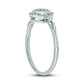 0.17 CT. T.W. Composite Oval Natural Diamond Frame Promise Ring in Sterling Silver