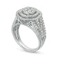 1.5 CT. T.W. Multi-Natural Diamond Double Frame Multi-Row Ring in Solid 10K White Gold