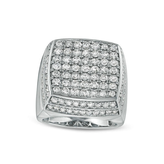 Men's 4 CT. T.W. Natural Diamond Square Stacked-Top Ring in Solid 10K White Gold