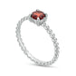 5.0mm Garnet Beaded Comfort-Fit Stackable Ring in Solid 10K White Gold - Size 7