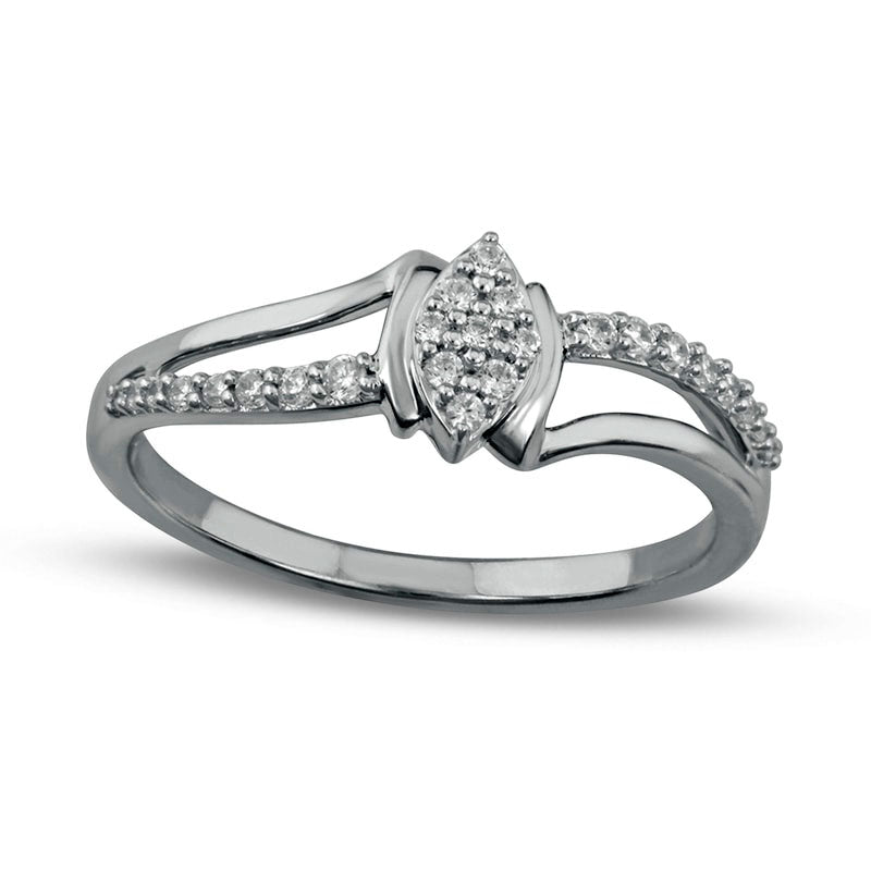 0.17 CT. T.W. Composite Marquise-Shaped Natural Diamond Split Shank Promise Ring in Solid 10K White Gold