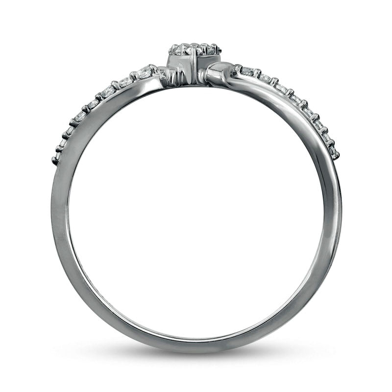 0.17 CT. T.W. Composite Marquise-Shaped Natural Diamond Split Shank Promise Ring in Solid 10K White Gold
